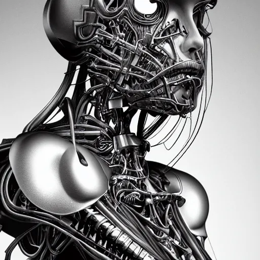 Image similar to 3 d portrait of a biomechanical cyborg by tony diterlizzi, tim burton, hr giger, ilford hp 5, 5 5 mm, machinecore by artgerm, 3 d render, gothcore, beeple, joseph leyendecker, carlo carra