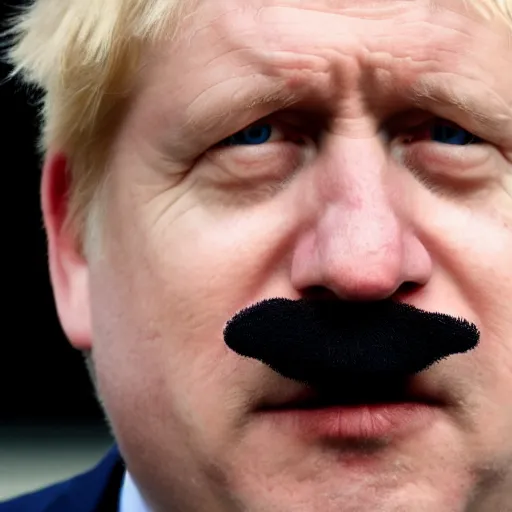 Prompt: medium shot photo of Boris Johnson with a hitler moustache, 4k, ultra HD