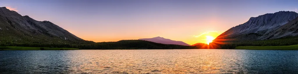 Image similar to sunset lake over the mountains