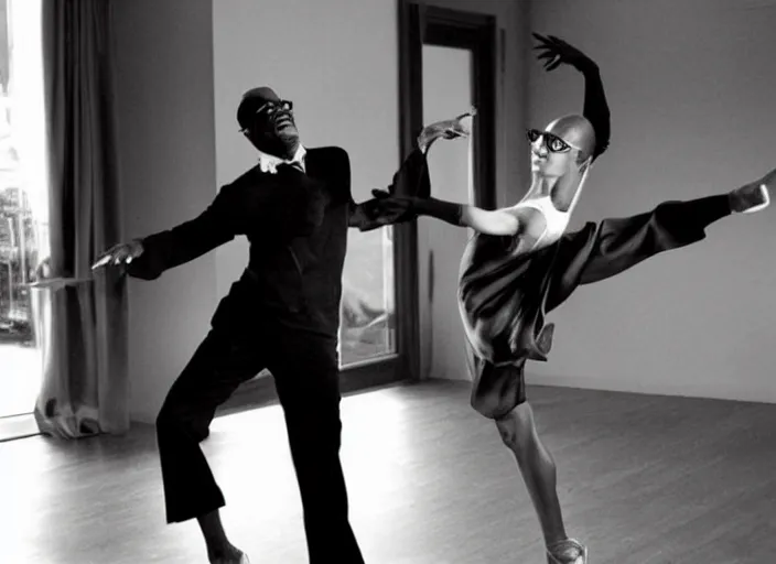 Image similar to Samuel L. Jackson as a ballerina, dancing elegantly