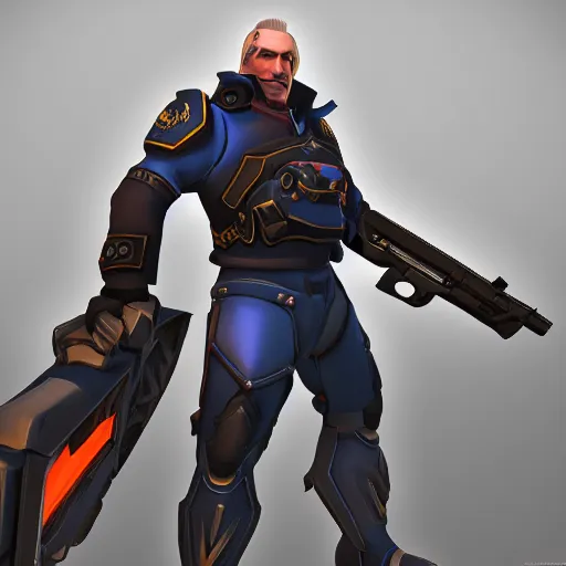 Prompt: vladimir putin overwatch character, overwatch video game art style, 3 d, unity render