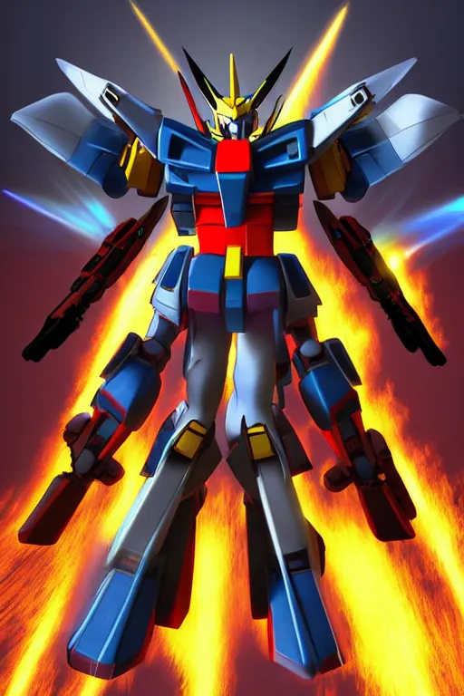 Prompt: gundam 3 d ninja armor engine ingame stylized illustration photo radiating aura