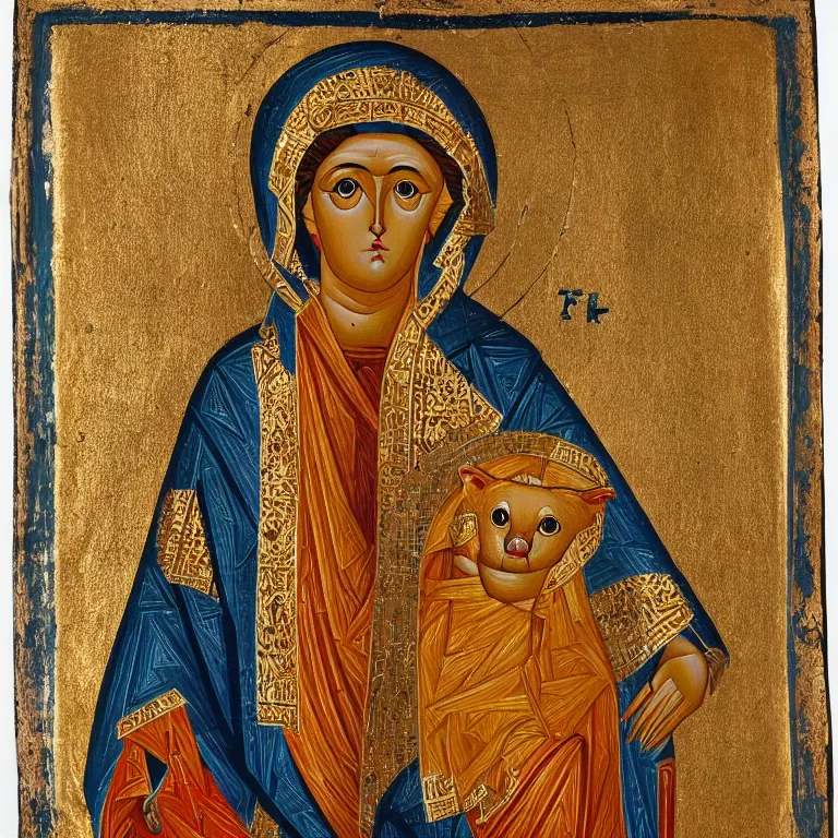 Image similar to byzantine icon depicting a shiba inu god