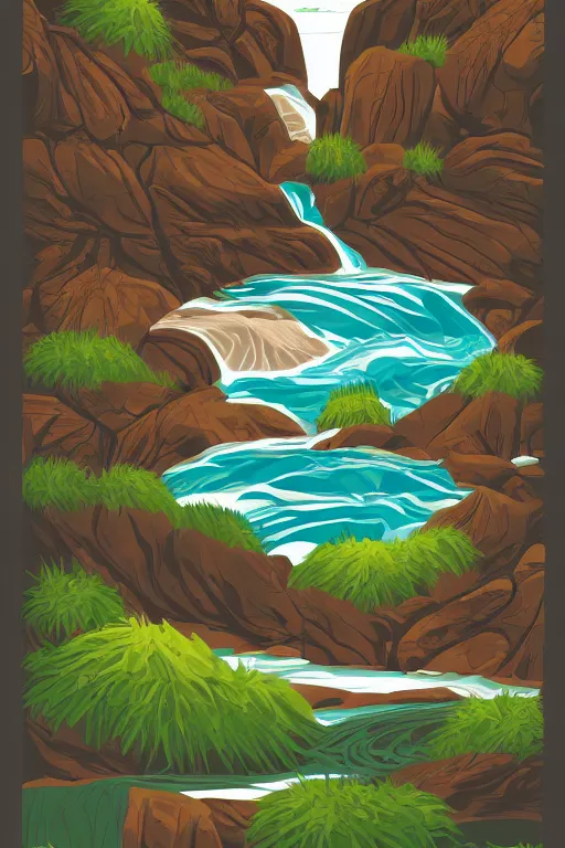 Image similar to mountain water illustration vector digital art trending on artstation