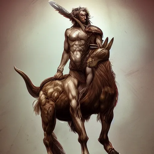 Prompt: centaur, fantasy, trending on artstation