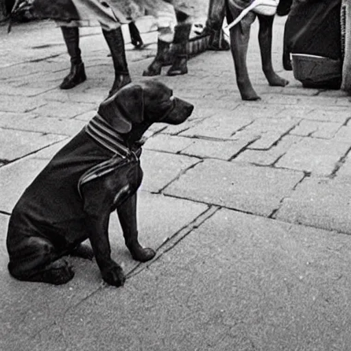 Image similar to dog doing nazi salute with paw. and a cat