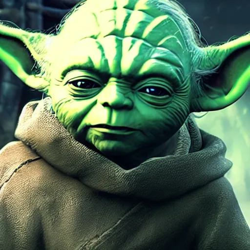 Image similar to Yoda as the Witcher 4K quality