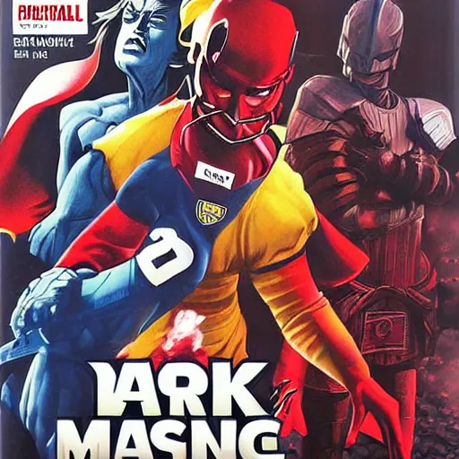 Prompt: comic book cover for'football manager vs dark souls ', art by alex ross