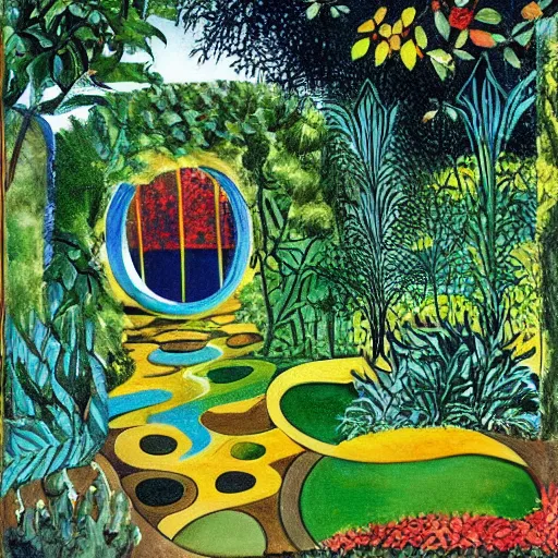 Image similar to a portal in a garden, by roberto burle marx