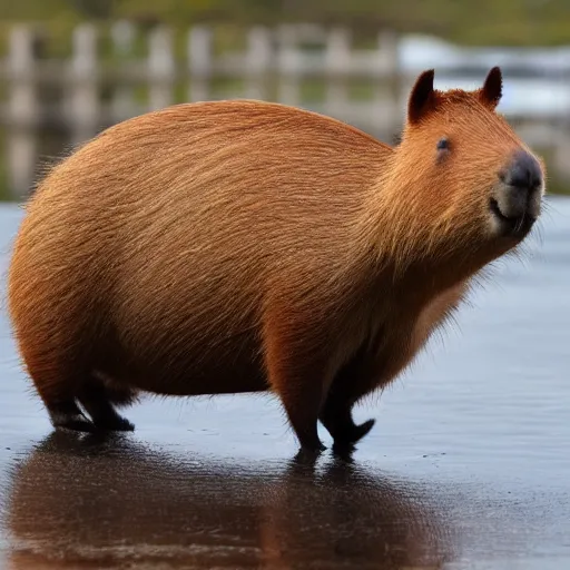 Prompt: a capybara riding a motorcycle