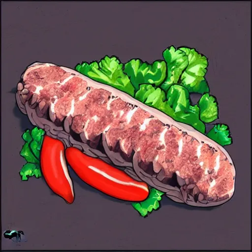 Image similar to pap en boerewors, digital art, trending on artstation