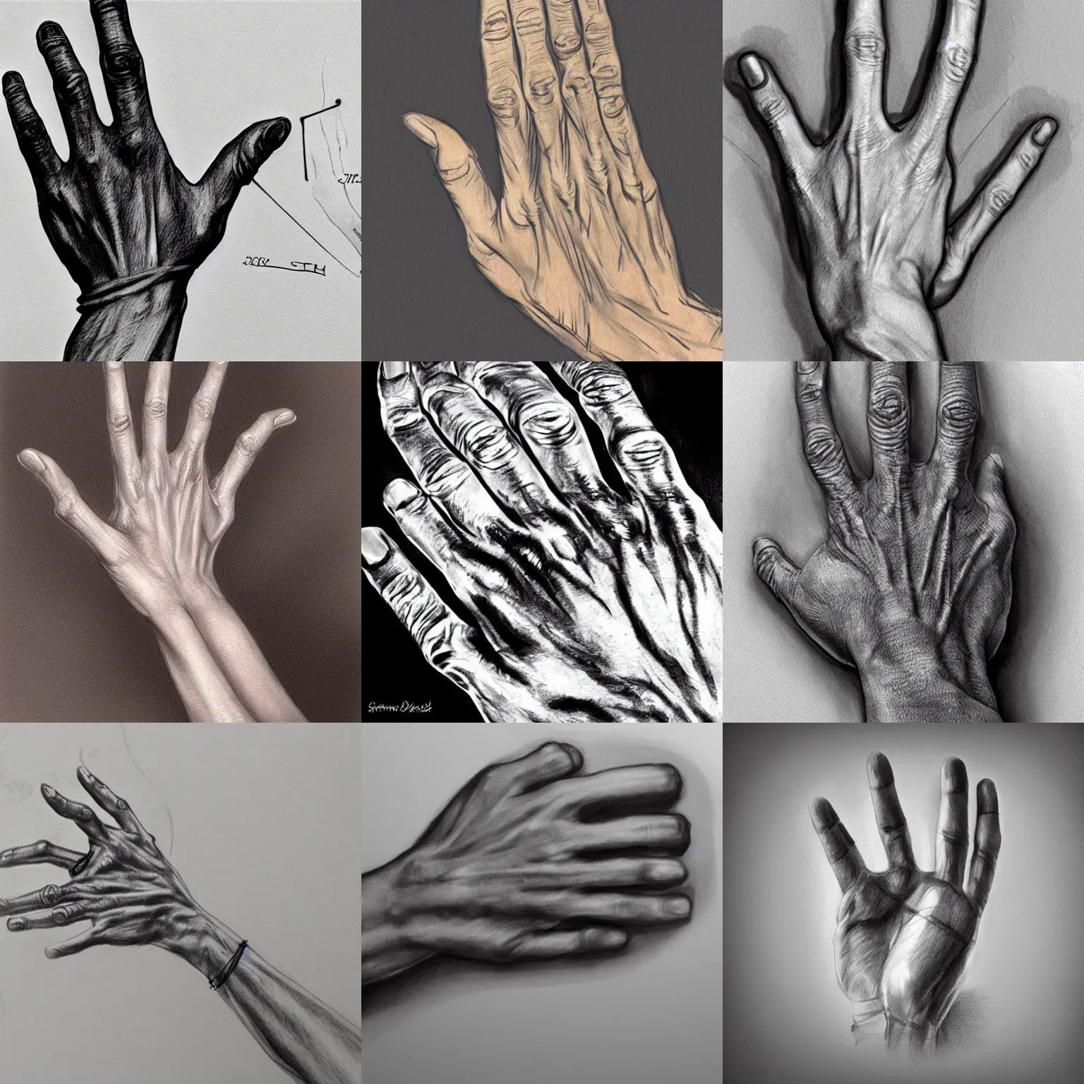 Prompt: a realistic human hand, sketch, concept art, high quality, detailed