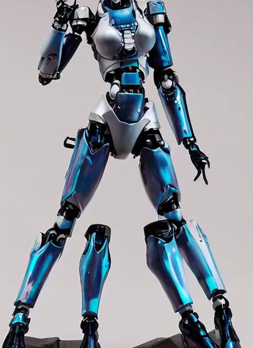 Image similar to Girl in mecha cyber Armor, portrait of the action figure of a girl, with bare legs，in the style of Kotobukiya ，anime figure