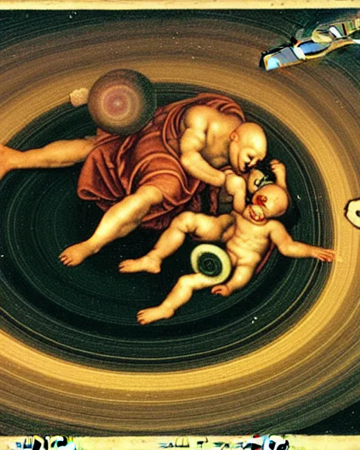 Prompt: saturn being devoured by his son