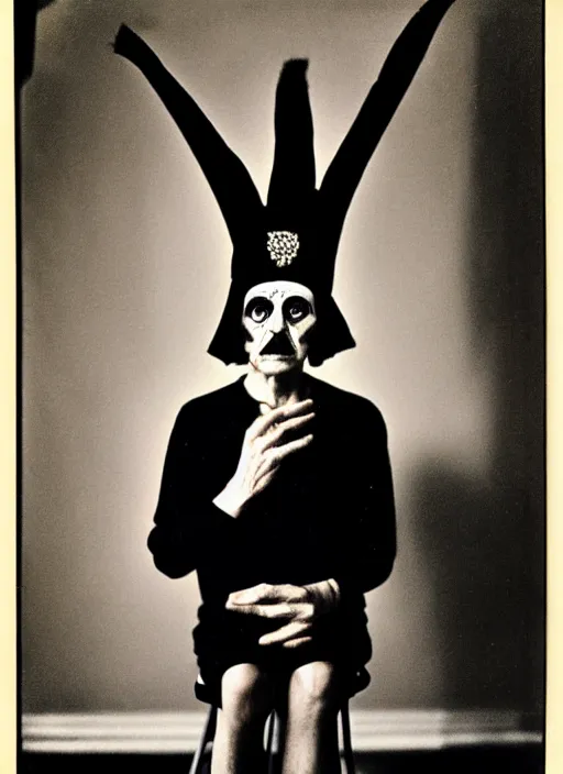 Image similar to the emperor tarot card, diane arbus portrait photography