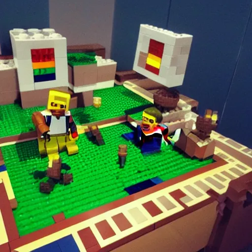 Prompt: Minecraft made of lego