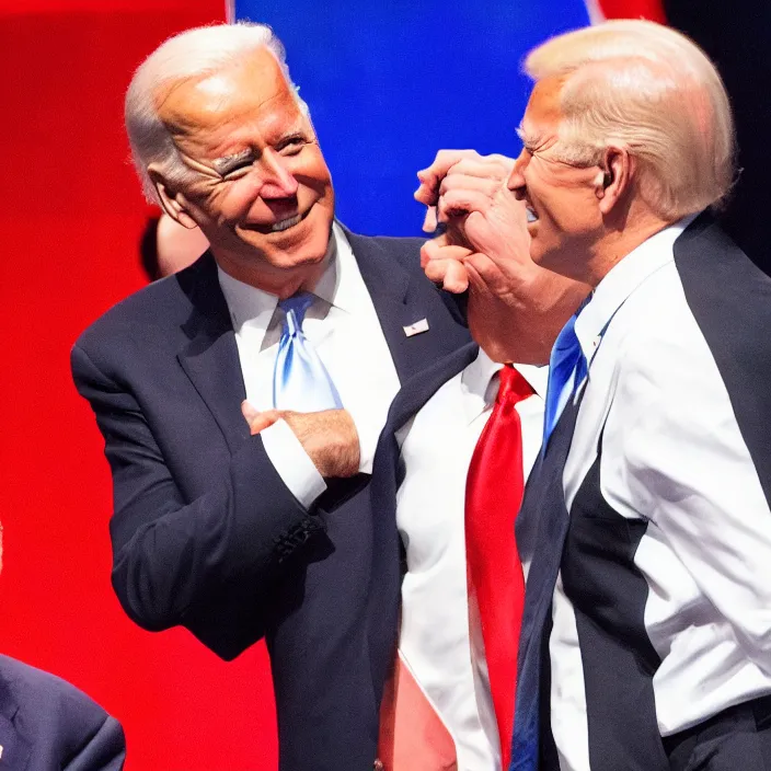 Image similar to joe biden and donald trump boxing match in ring, detailed sharp photo