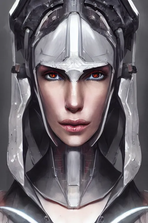 Prompt: detailed portrait of a cyborg, necromancer, benevolent, scifi, futuristic, beautiful girl, elegant cape, glow, concept art, sharp focus, inside a space ship, trending on artstation, intricate, advanced technology, art by roman makarenko and simon almeida and marcos melco