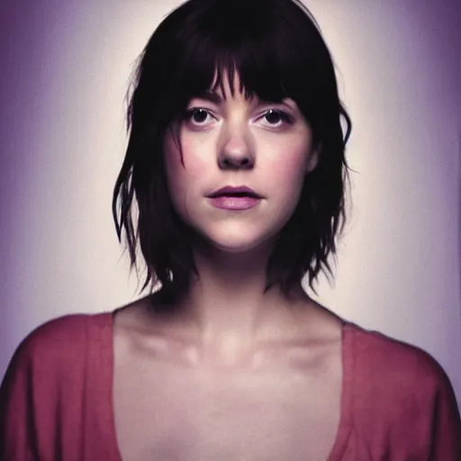 Image similar to a masterpiece portrait photo of a beautiful young woman who looks like a manic pixie dream girl mary elizabeth winstead, symmetrical face