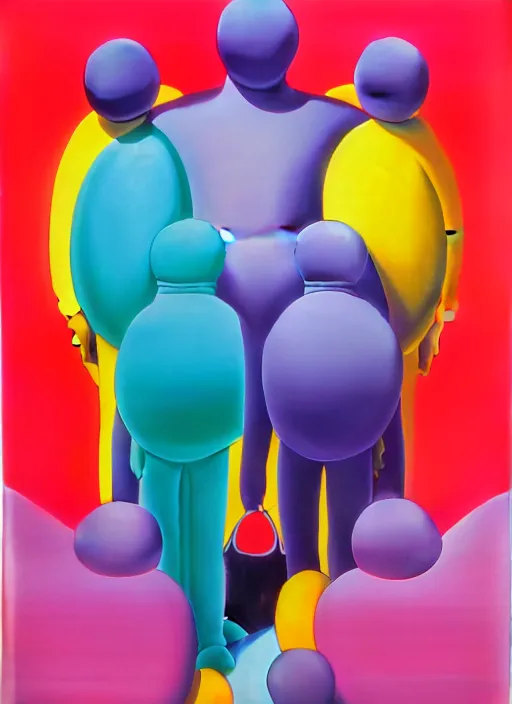 Image similar to inflated men by shusei nagaoka, kaws, david rudnick, airbrush on canvas, pastell colours, cell shaded, 8 k