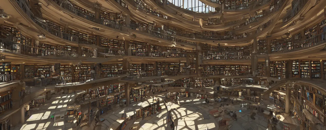 Prompt: The central atrium In the galactic library. 4K. Trending on artstation.