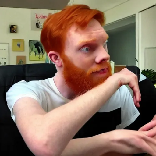 Image similar to A philosophical ginger boy streams on twitch,