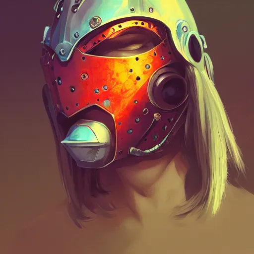 Image similar to cyberpunk viking helmet mask warrior goddess robot ninja fantasy, art gta 5 cover, official fanart behance hd artstation by jesper ejsing, by rhads, makoto shinkai and lois van baarle, ilya kuvshinov, ossdraws