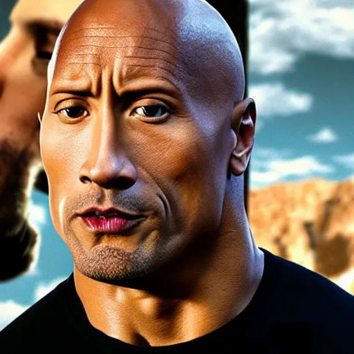 Image similar to Dwayne Johnson susy face