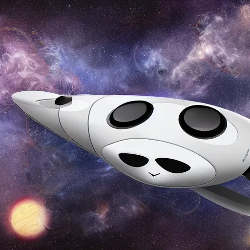 Prompt: a spaceship in the shape of a panda, 8 k uhd