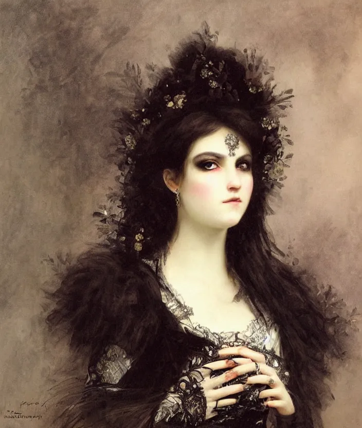 Image similar to gothic princess portrait by william - adolphe bouguerea, highly detailded