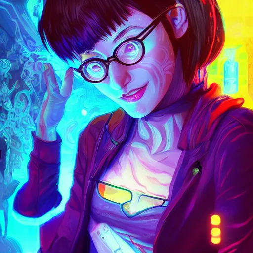 Image similar to skill magic geek inside matrix deepdream radiating a glowing aura stuff loot legends stylized digital illustration video game icon artstation lois van baarle, ilya kuvshinov, rossdraws,