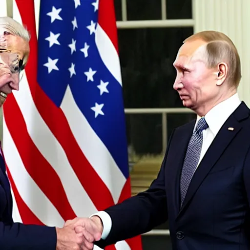 Image similar to biden and putin playing rock paper scissors, both of them played scissors with their hands