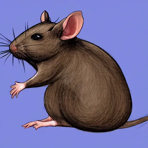 Image similar to a rat in profile with a big tail and big front teeth, concept art