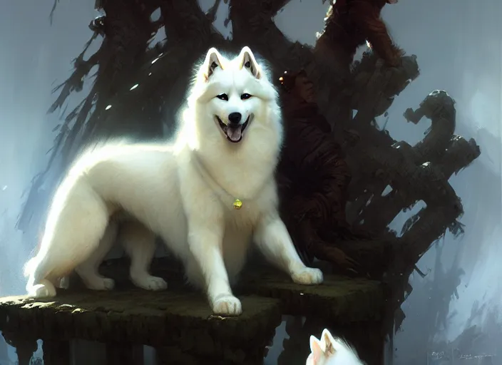 Image similar to samoyed by bayard wu, anna podedworna, gaston bussiere, greg rutkowski