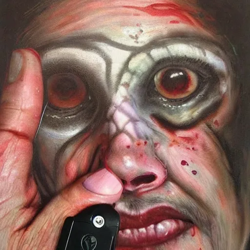 Image similar to A body art. A rip in spacetime. Did this device in his hand open a portal to another dimension or reality?! positivism by Hans Baluschek, by Linnea Strid robust