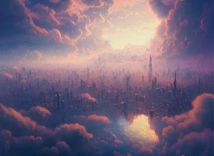 Image similar to floating city on clouds, dark fantasy, highly detailed, high quality, digital painting, alena aenami, lilia alvarado, shinji aramaki, karol bak, alphonse mucha, tom bagshaw