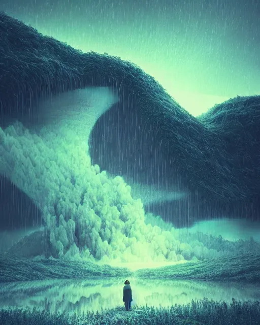 Image similar to mother nature cries out in agony. wide shot, detailed, sharp, 8 k, digital art by beeple.