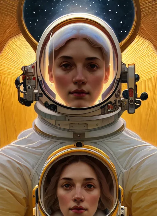 Prompt: symmetry!! portrait of a astronaut, midsommar style, intricate, elegant, highly detailed, digital painting, artstation, concept art, smooth, sharp focus, illustration, art by artgerm and greg rutkowski and alphonse mucha, 8 k