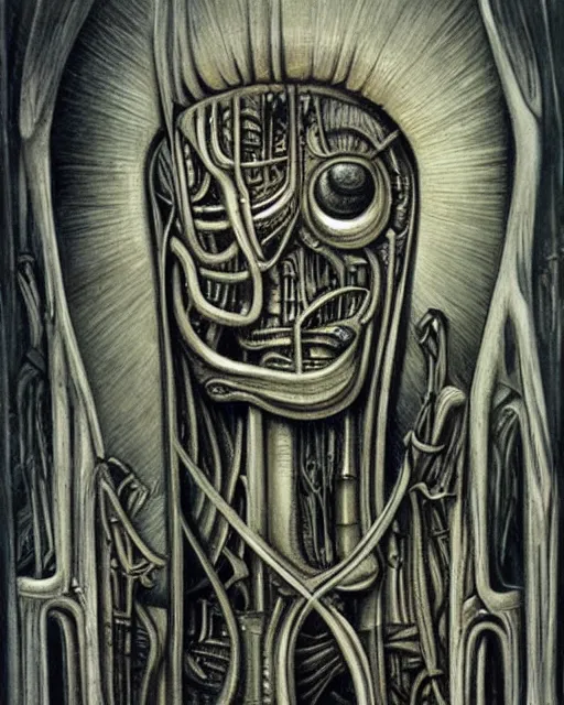 Prompt: artwork by hr giger