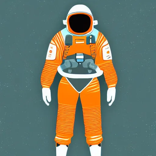 Prompt: An orange scifi spacesuit, digital art