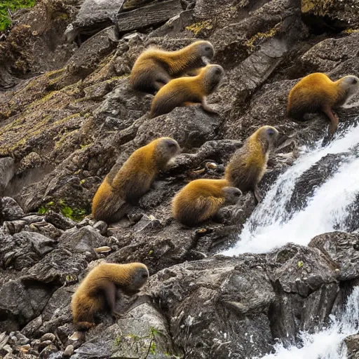 Image similar to a group of marmots playing in a mountain stream by killian eng