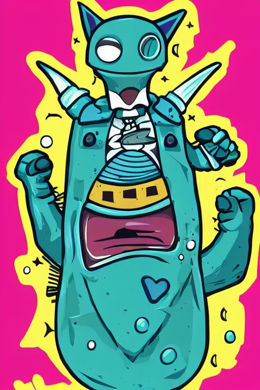 Image similar to rockstar alien, art by brian miller, sticker, colorful, illustration, highly detailed, simple, smooth and clean vector curves, no jagged lines, vector art, smooth