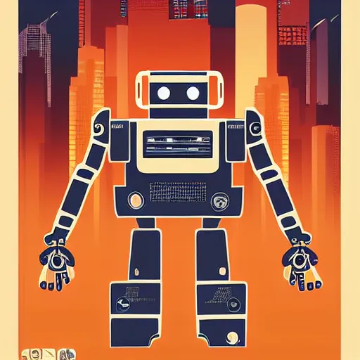 Prompt: poster of a movie robots have taken over world , professional painting , 2d , focus , vector illustration