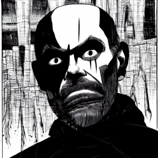 Image similar to Ben Bernanke looking sinister, by Tsutomu Nihei, highly detailed