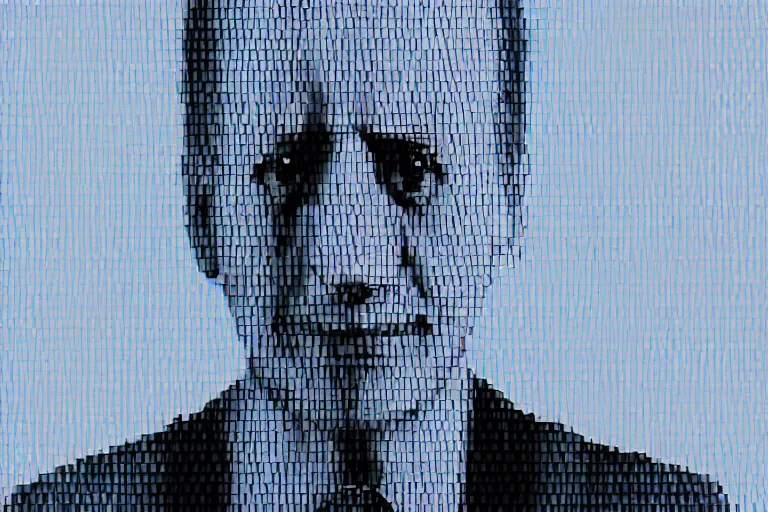 Image similar to creepy joe biden portrait stuck in the matrix, glitchy, buggy, playstation 1 graphics, low poly 3 d render, creepypasta, volumetric lighting, messy, vhs footage, scary, award - winning, detailed, weird, close - up, featured on artstation, ray tracing, 4 k hd, high quality