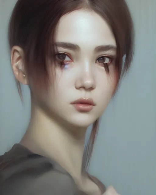 Image similar to a highly realistic, true to life portrait of a young woman, sharp focus, by ilya kuvshinov, leng jun, ruan jia, tom bagshaw, trending on artstation, cinematic lighting, hyper realism, octane render, 8 k, hyper detailed.