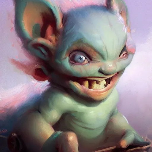 Prompt: cute baby troll.painting by greg rutkowski.