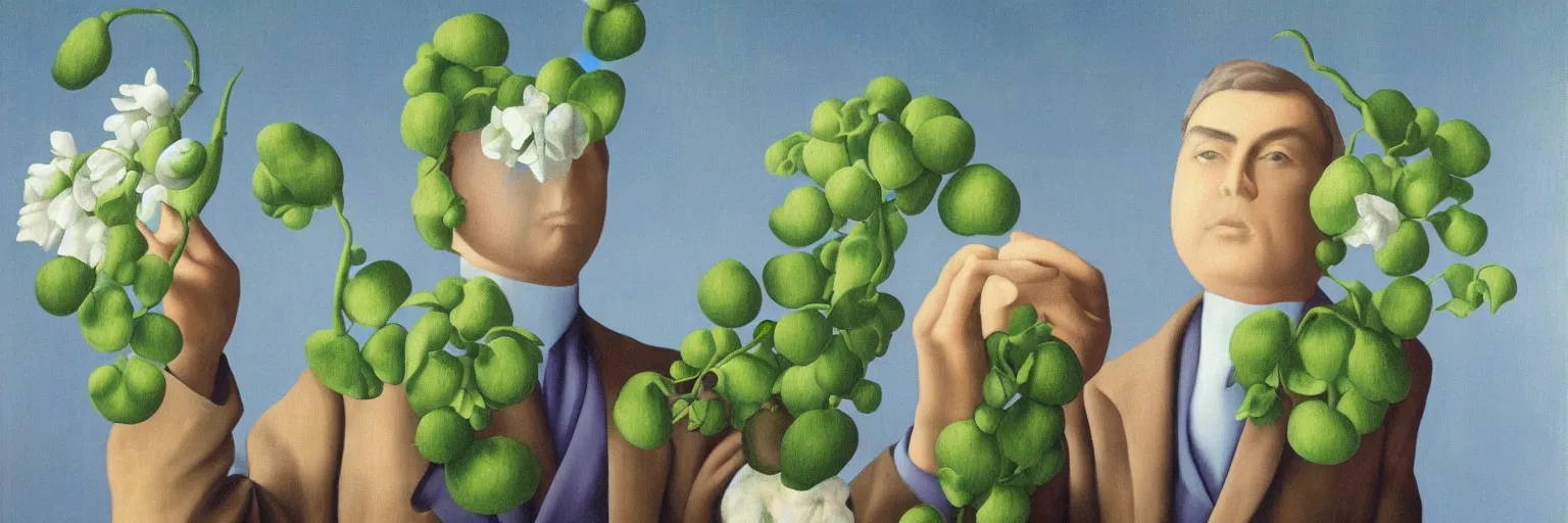 Prompt: pea flower painting magritte