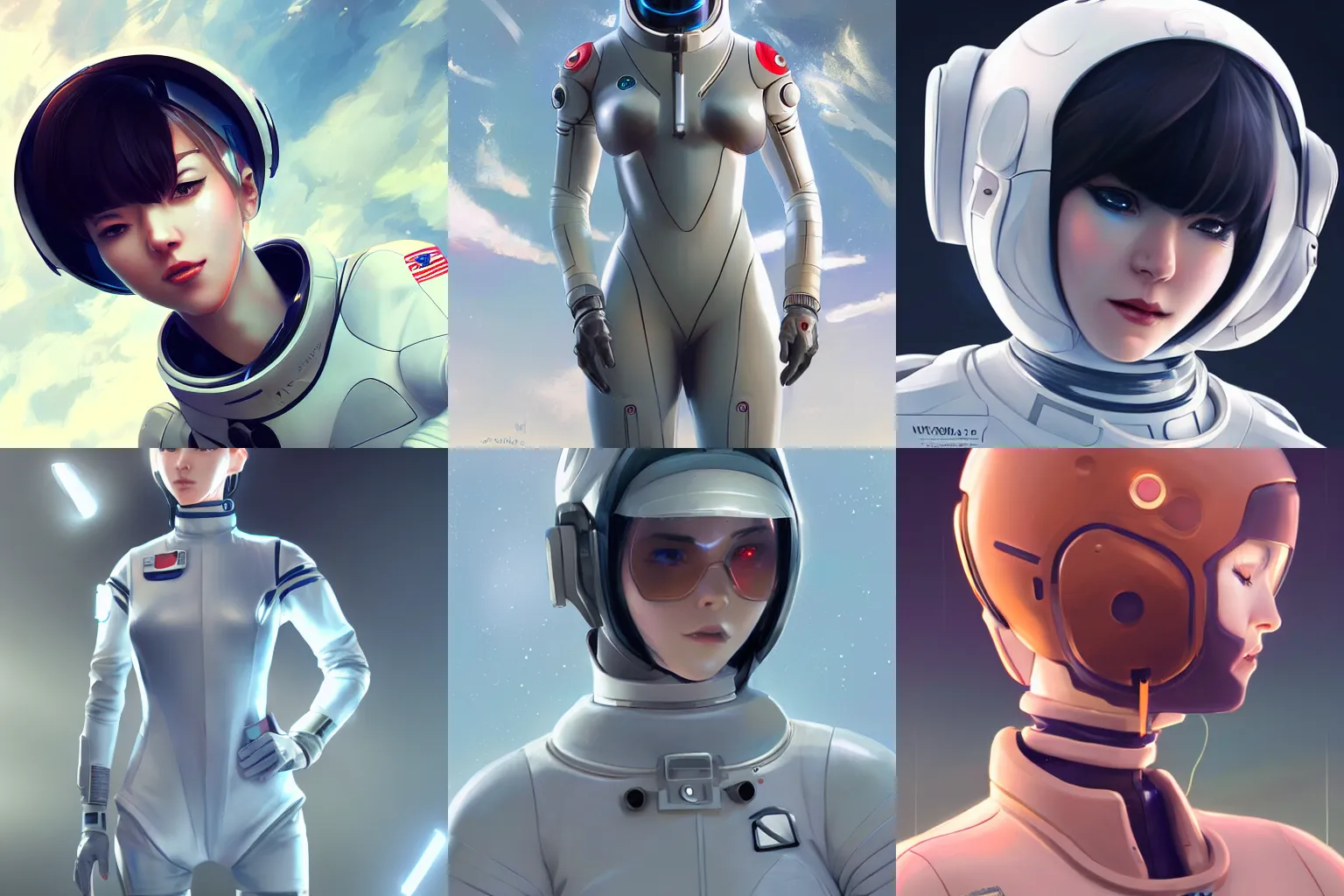 Prompt: Female in a futuristic astronaut suit made by WLOP, Ilya Kuvshinov, Stanley Artgerm Lau, Rossdraws, trending on ArtStation