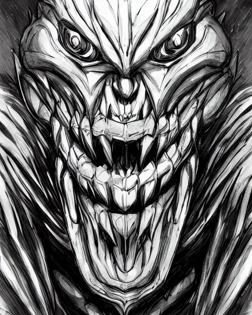 Image similar to A chest with tongue, terrifying, black and white, fantasy art, monster art, in the style of masami kurumada, illustration, epic, fantasy, intricate, hyper detailed, artstation, concept art, smooth, sharp focus, ray tracing